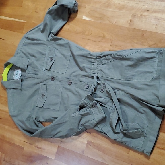 VINTAGE LONG SLEEVE ROMPER KHAKI GREEN BUTTON DOWN XS - Picture 13 of 13